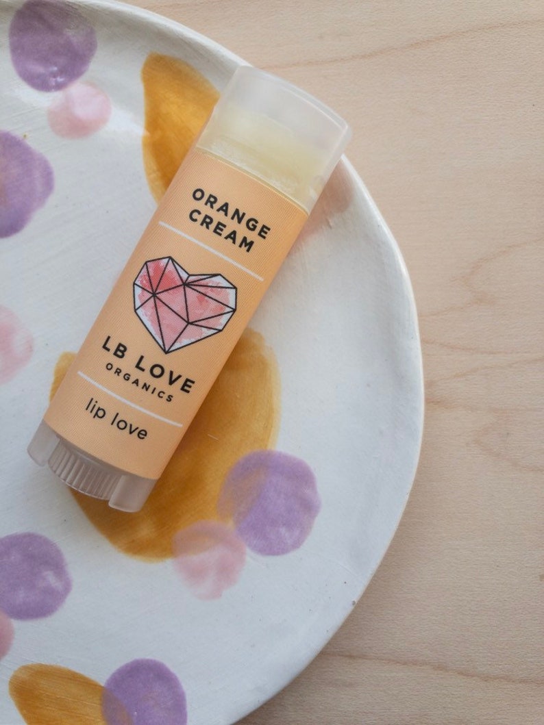 Lip Balm Orange Cream Organic Lip Love, sensitive skin lip balm, creamsicle scent image 3