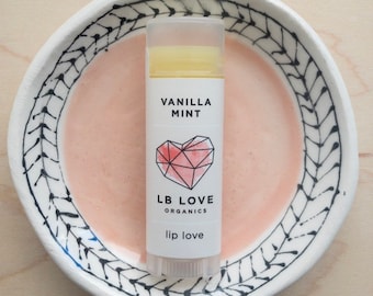 Lip Balm - Vanilla Mint Organic Lip Love, sensitive skin lip balm, best seller, unisex