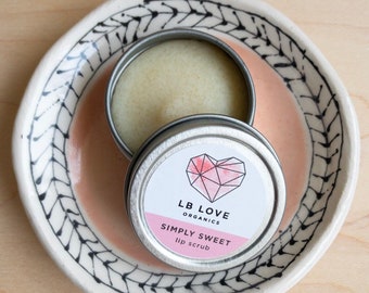 Lip Scrub - Simply Sweet Organic sugar lip polish, for sensitive skin, essential oil free