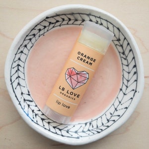 Lip Balm Orange Cream Organic Lip Love, sensitive skin lip balm, creamsicle scent image 1