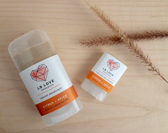 Natural Deodorant -Citrus + Spice Organic Deodorant, sensitive skin deodorant, Probiotic deodorant, gender neutral