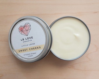 Sweet Cheeks Organic Diaper Cream - flower infused soothing cream, sensitive skin cream, safe for cloth diapers