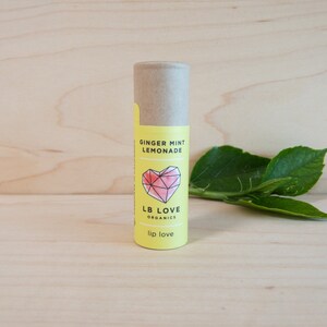 Zero Waste Organic Lip Balm -Ginger Mint Lemonade Lip Balm, organic lip balm, sensitive skin lip balm