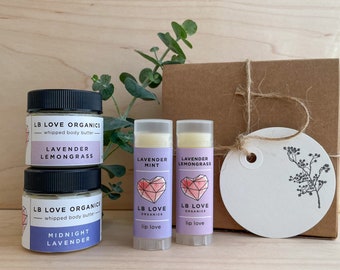 BFF Gift Box - Lavender Besties, Organic skincare gift set, bestie box, sensitive skin gift box, body butter set, lip balm set