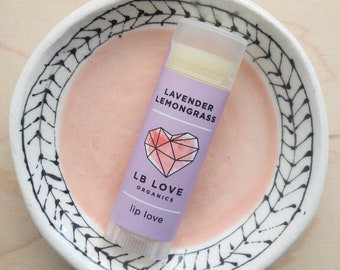 Lip Balm - Lavender Lemongrass Organic Lip Love, sensitive skin lip balm, lavender lovers