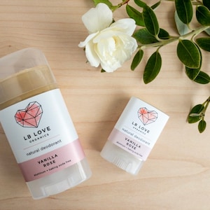 Deodorante naturale - Deodorante biologico alla vaniglia e rosa, deodorante per pelli sensibili, deodorante probiotico, amanti delle rose