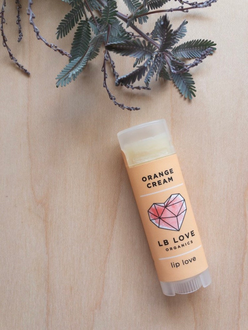 Lip Balm Orange Cream Organic Lip Love, sensitive skin lip balm, creamsicle scent image 4