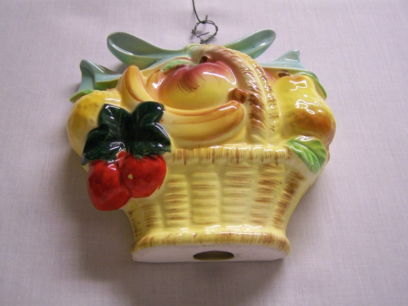 Vintage Ceramic Basket of Fruit Kitchen Wall Plaque Vintage Etsy