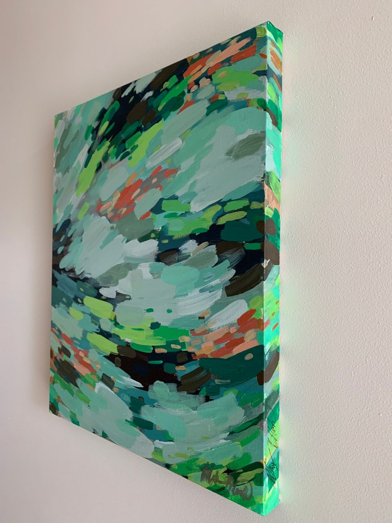 Abstract Painting Original Painting Blue Green Gray Wall Etsy