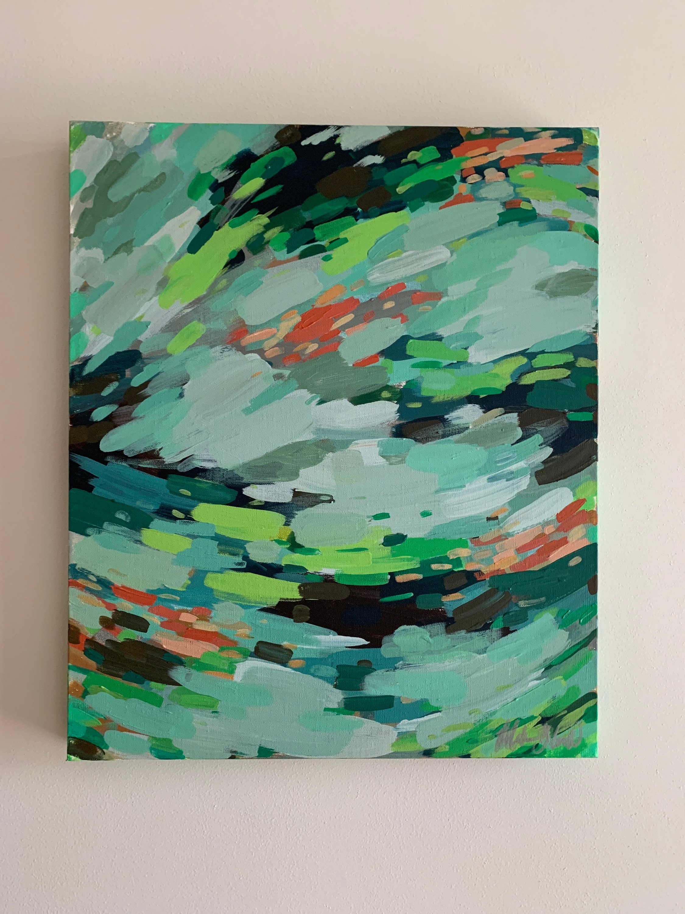 Abstract Painting Original Painting Blue Green Gray Wall Etsy