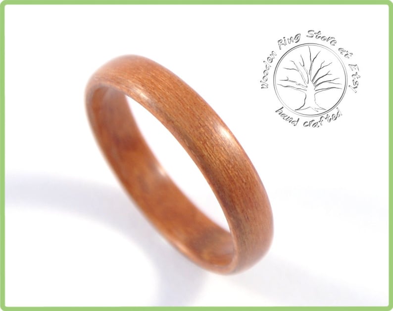 Slim and elegant red ring made of cherry wood Custom made wood ring. Hand made low dome ring