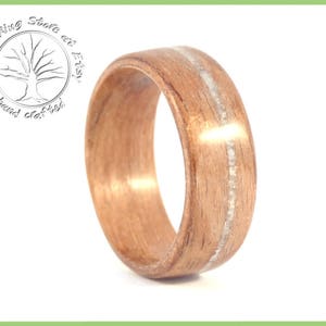 Walnut with white seashell inlay. Wooden wedding band, tree ring, walnut ring, seashell ring. Engagement ring, wedding ring.