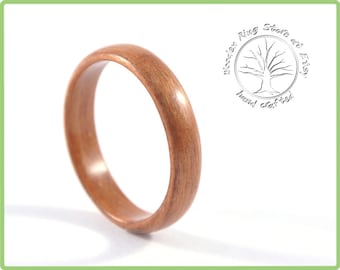 Slim and elegant red ring made of cherry wood. Hand made low dome ring. Custom made wood ring.