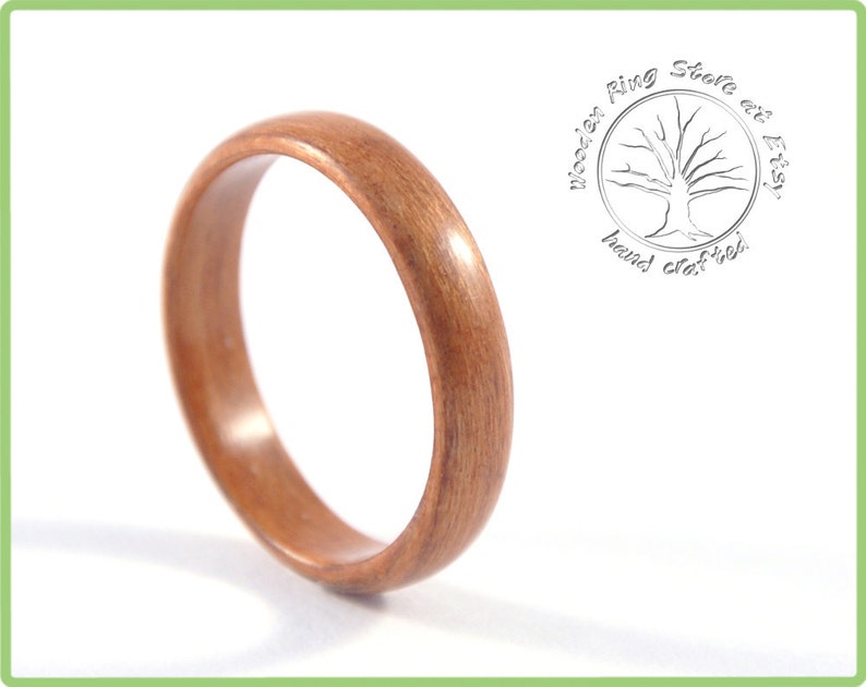 Slim and elegant red ring made of cherry wood Custom made wood ring. Hand made low dome ring