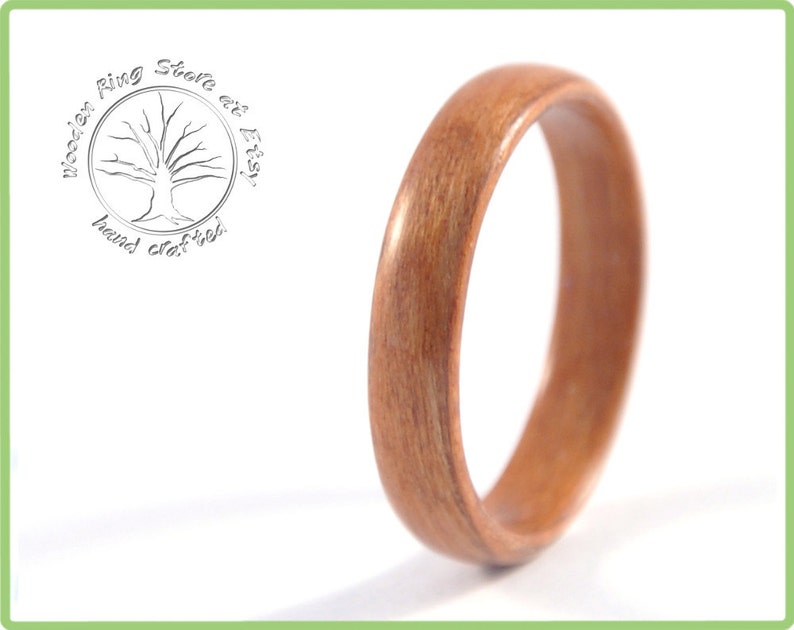 Slim and elegant red ring made of cherry wood Custom made wood ring. Hand made low dome ring