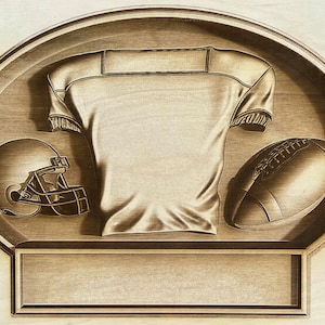 Digital Engraving File - Football Helmet Jersey Award 3D Illusion file for Wood laser engraving-Glowforge, Epilog, Trotec, all lasers