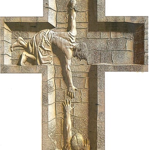 File per incisione digitale - File Jesus Cross Well 3D Illusion per incisione laser su legno - Glowforge, Epilog, Trotec e tutti i laser