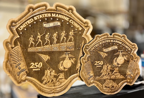 USMC Marine Corps 250th Birthday / Anniversary 3D Maple or Cherry