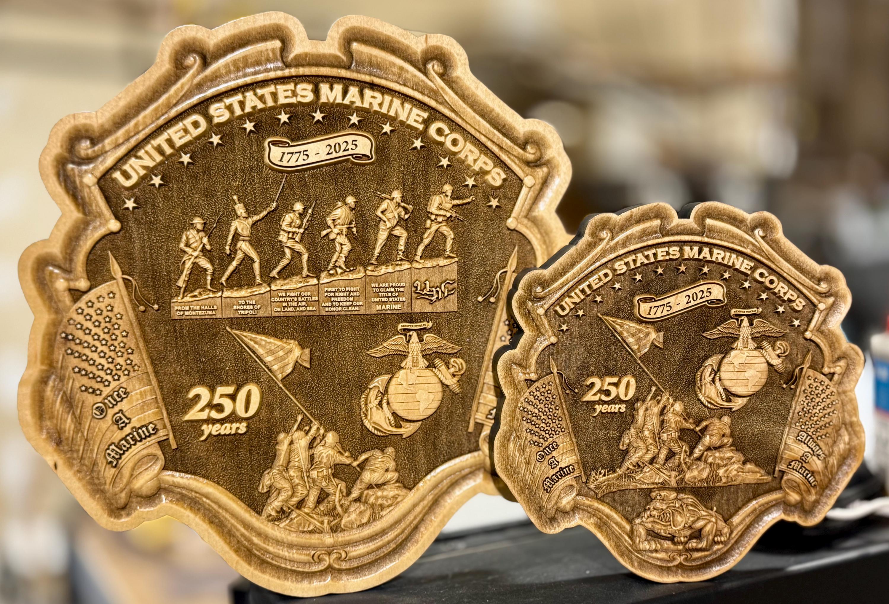 米軍 アメリカン ビンテージ ハンドメイド US MARINE CORPS 軍物 USMC Marine Corps 250th Birthday / Anniversary 3D Maple or Cherry
