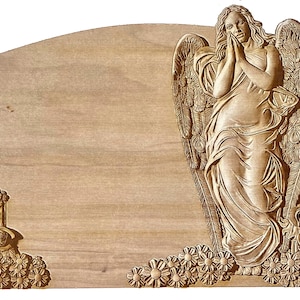 Gepersonaliseerd digitaal gravurebestand -2 - Angel Grave 3D Illusion-bestanden voor houtlasergravure-Glowforge, Epilog, Trotec, alle lasers