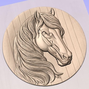 STL-bestand met portret paardenhoofd voor een 3D STL voor CNC-router, 3D-afdruk
