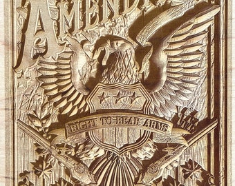 Digital Engraving File -Second Amendment Eagle 3D Illusion file for Wood & Anodized Al laser engraving-Glowforge, Epilog, Trotec, all lasers