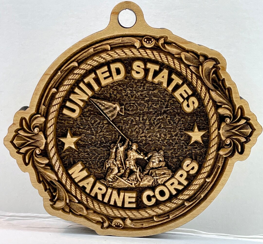 Usmc marine corps logo iwo jima 3d maple wood ornament shelf decor