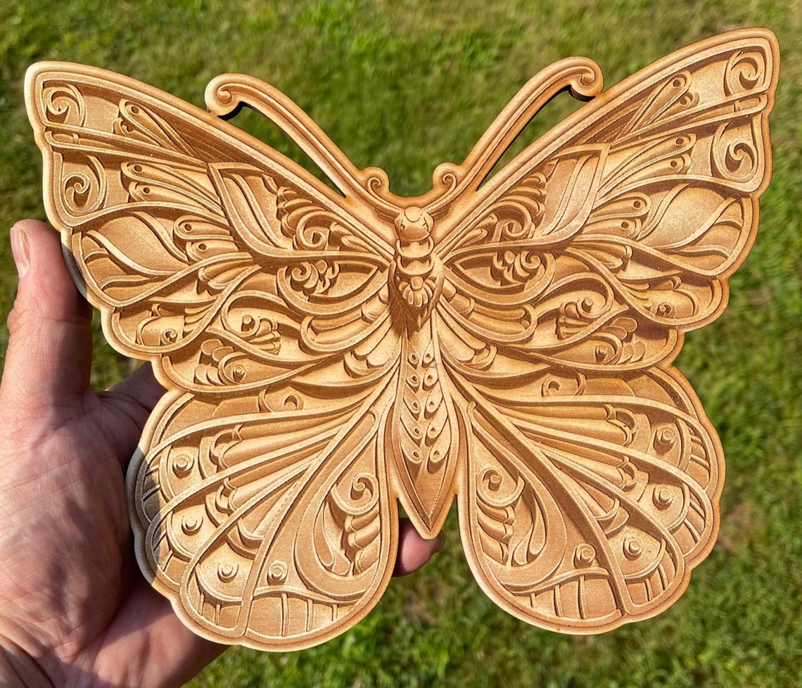 Wooden Butterfly Laser Engraved and Cut Out of 1/4 Maple Etsy