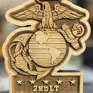 USMC Marine Corps Logo EGA Personalized 3D Maple Wood Shelf Decor- USMC Hobbyist License 20114