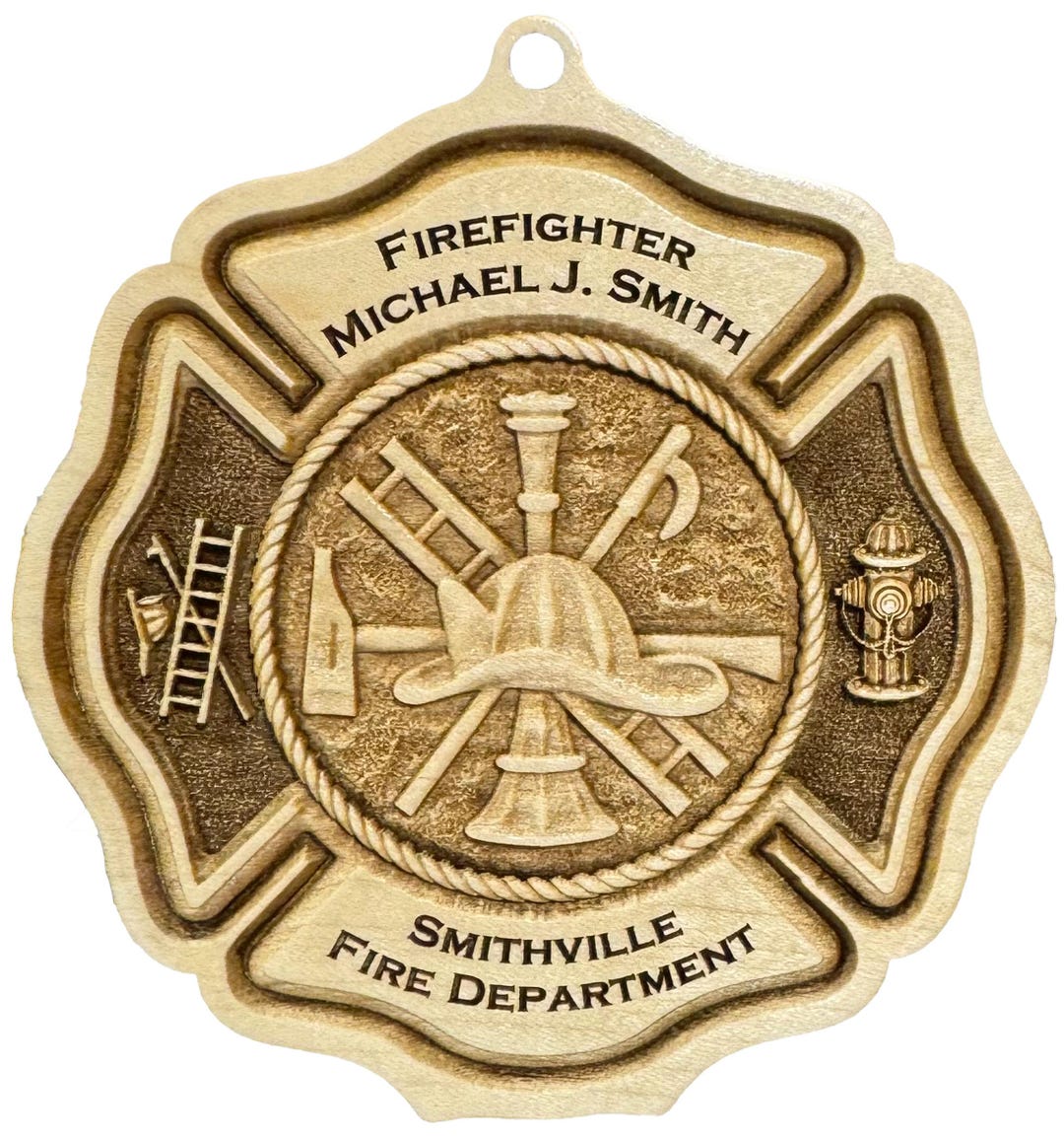 Fireman Multess Cross Firefighter Maltese Cross 3D Maple Wood Ornament / Shelf Decor - Etsy