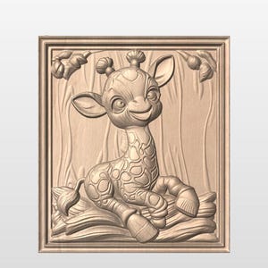 Baby Giraffe sitzend STL-Datei für einen 3D-CNC-Fräser.