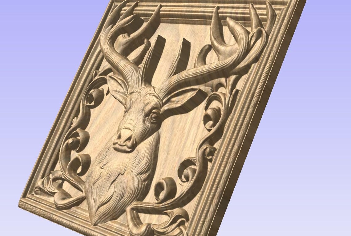 Deer With Antlers in Frame STL File for a 3D CNC Router. - Etsy