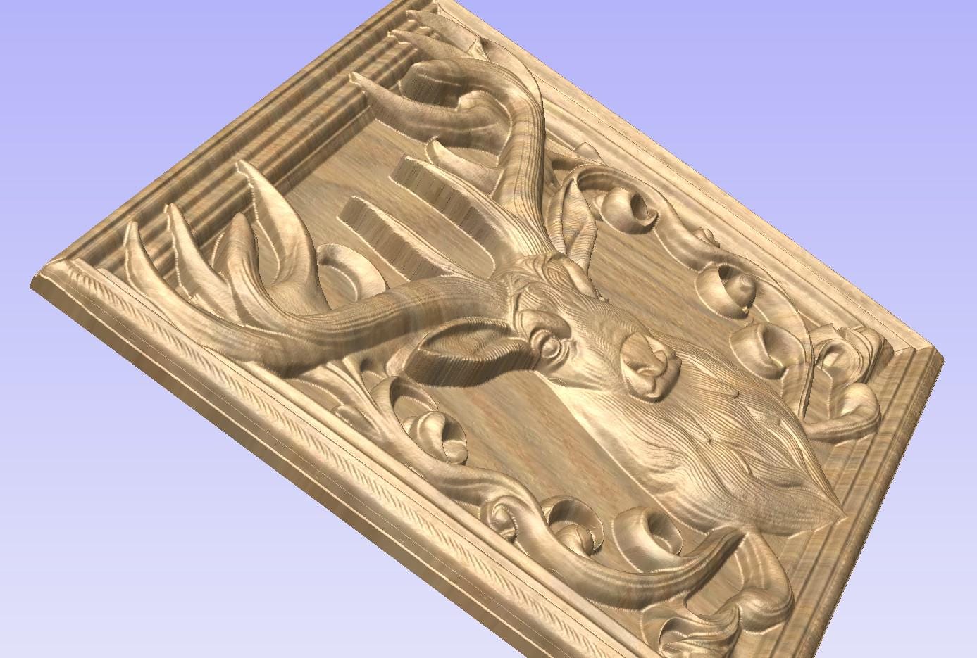 Deer With Antlers in Frame STL File for a 3D CNC Router. - Etsy