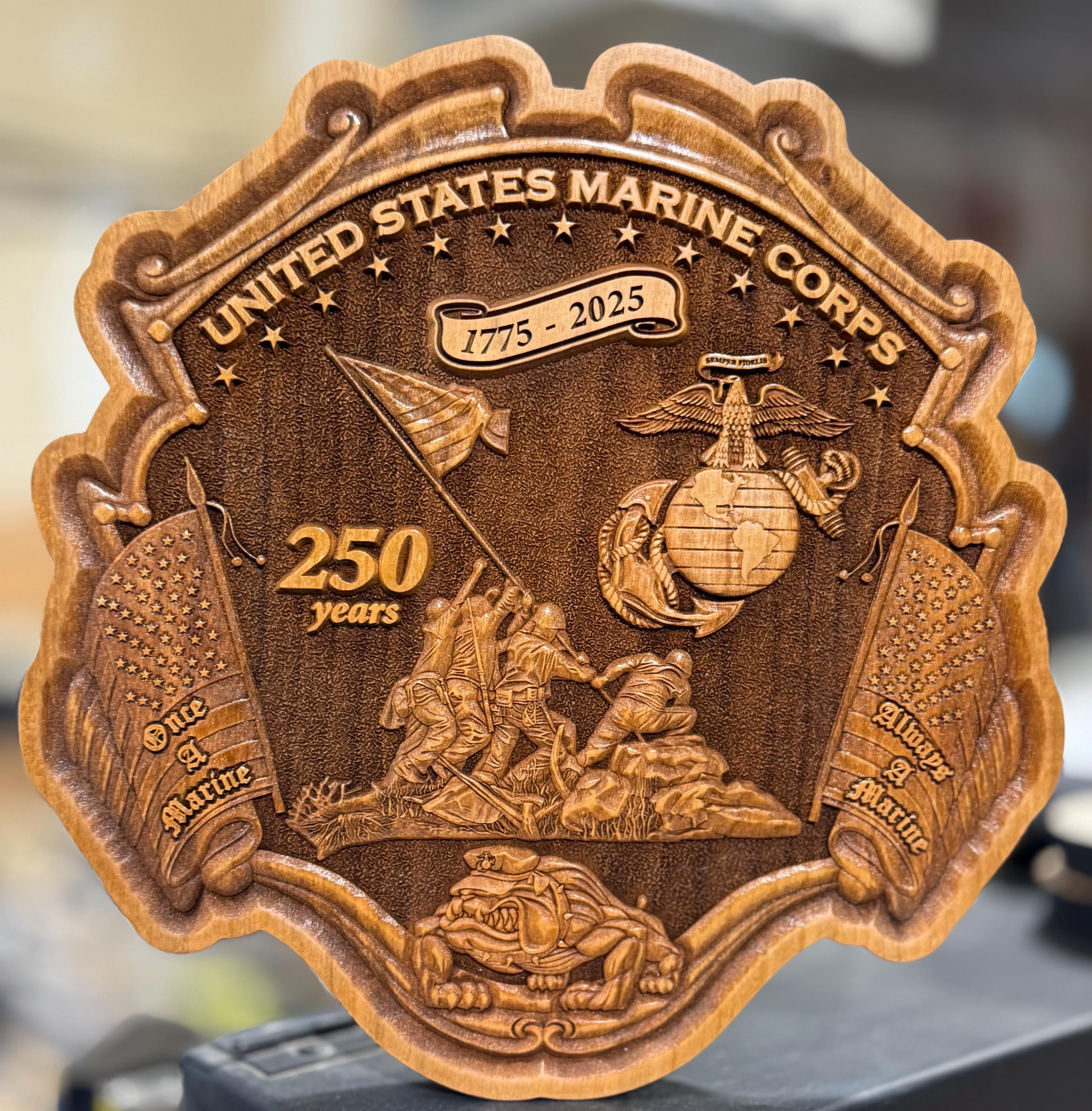 USMC Marine Corps 250th Birthday / Anniversary 3D Maple or Cherry