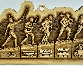 USMC Marines over Time 3D Maple Wood Ornament / Shelf Decor - USMC Hobbyist Lic 20114