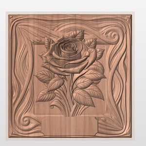 Arquivo de relevo STL emoldurado com placa rosa para uma fresadora CNC 3D.