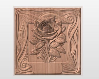 Rose Plaque Framed STL Relief file for a 3D CNC Router.