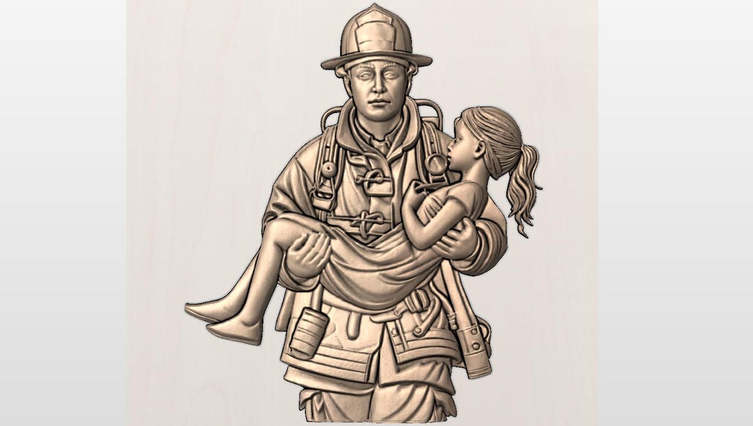 Firefighter Rescue STL File for a 3D CNC Router. - Etsy