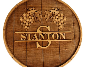 Personalized Wine Barrel Wood Top, Solid Cherry Hardwood