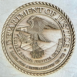 Digital Engraving File - DOJ INS Logo Sign 3D Illusion file for Wood laser engraving-Glowforge, Epilog, Trotec, all lasers
