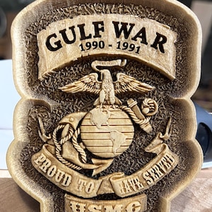 Gulf War Veteran Memorial EGA 3D Maple Wood Ornament / Shelf Decor USMC Hobbyist Lic 20114