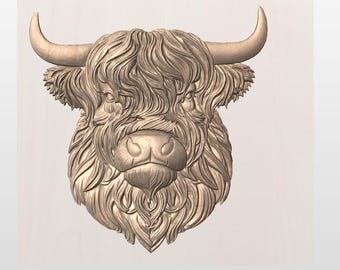 Archivo STL de vaca de las Tierras Altas para una fresadora CNC 3D.