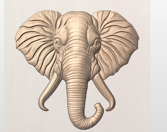 Elephant Head and Tusks STL file for a 3D CNC Router.