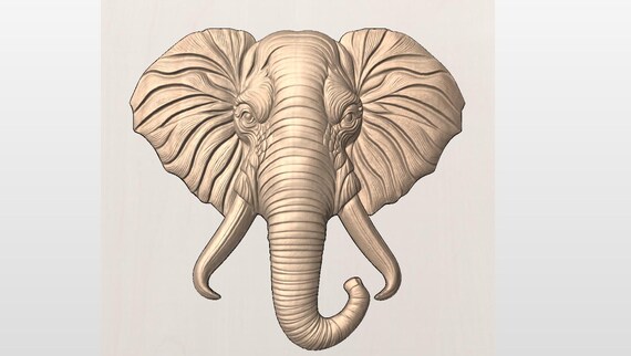Elephant Head and Tusks STL File for a 3D CNC Router. - Etsy
