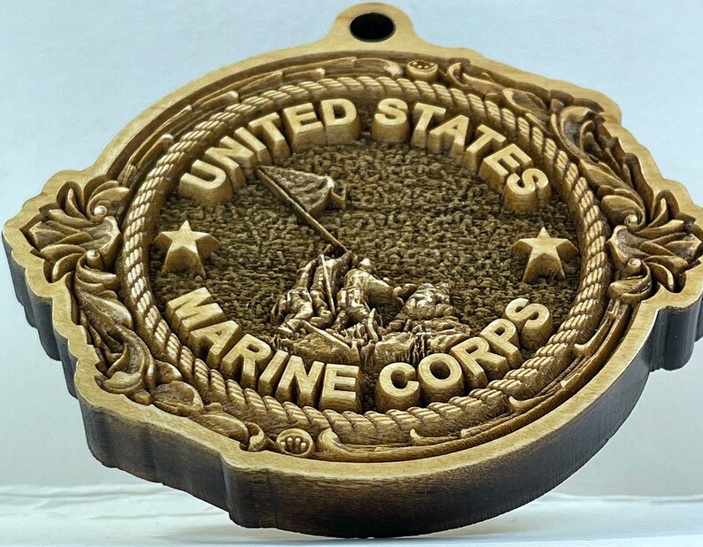 Usmc marine corps logo iwo jima 3d maple wood ornament shelf etsy