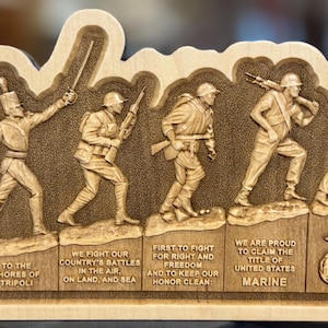 USMC Marines over Time 3D Maple or Cherry Wood Shelf Decor - USMC Hobbyist Lic 20114