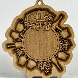 Wooden Wine Barrel and top Scene Sign 3D Maple Wood Ornament / Shelf Decor