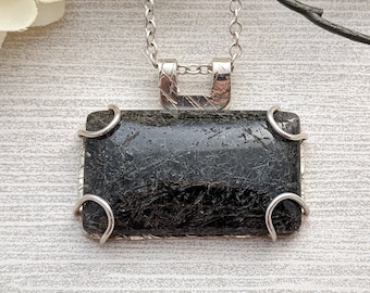 De rand van het scheermes-Rutilated Quartz hanger ketting-te-zilveren ketting-unieke ketting-zilveren Pauw Studio