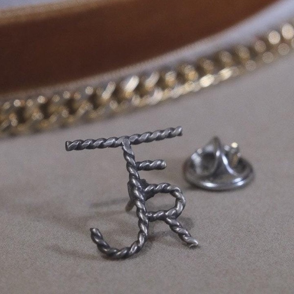 Custom Rustic Rope Style Hat Pin | Personalized Western Sterling Silver Lapel Pin
