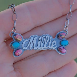 Custom Name Pendant | Personalized Name Necklace |  Turquoise Stone Western Jewelry